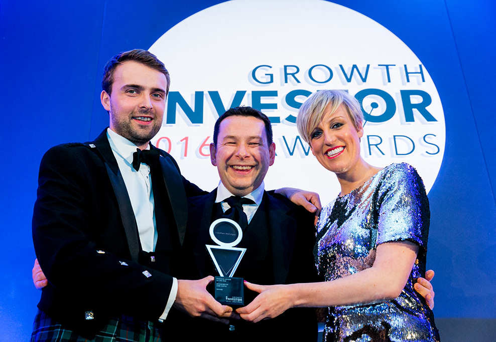 Jonothan McColgan, being presented with the highly coveted Financial Adviser of the Year Award by BBC Broadcaster Steph McGovern